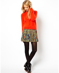 Разноцветная короткая юбка-солнце с цветочным принтом от Asos