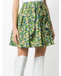 Разноцветная короткая юбка-солнце с цветочным принтом от MSGM