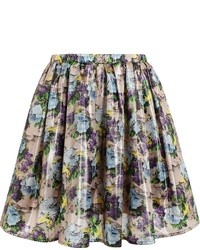 Разноцветная короткая юбка-солнце с цветочным принтом от MSGM