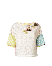 Разноцветная кружевная блуза с коротким рукавом от Antonio Marras