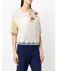 Разноцветная кружевная блуза с коротким рукавом от Antonio Marras