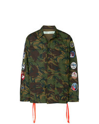 Разноцветная куртка в стиле милитари с камуфляжным принтом