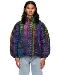Разноцветная куртка-пуховик со змеиным рисунком