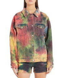Разноцветная куртка-рубашка с принтом тай-дай