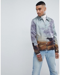 Мужская разноцветная куртка-рубашка с принтом от ASOS DESIGN