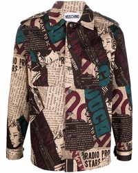 Мужская разноцветная куртка-рубашка с принтом от Moschino