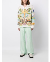 Мужская разноцветная льняная рубашка с длинным рукавом с принтом от Casablanca