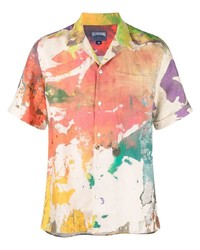 Мужская разноцветная льняная рубашка с коротким рукавом с принтом от Vilebrequin