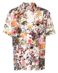 Мужская разноцветная льняная рубашка с коротким рукавом с цветочным принтом от OSKLEN