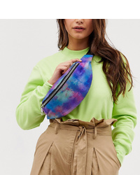 Разноцветная поясная сумка из плотной ткани c принтом тай-дай