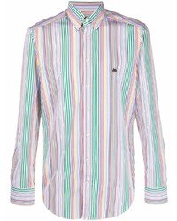 Мужская разноцветная рубашка с длинным рукавом в вертикальную полоску от Etro