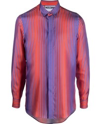 Мужская разноцветная рубашка с длинным рукавом в вертикальную полоску от Moschino