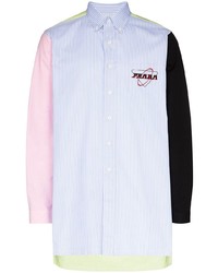 Мужская разноцветная рубашка с длинным рукавом в вертикальную полоску от Prada