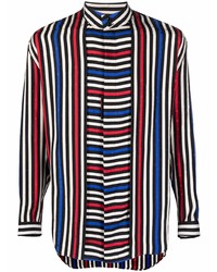 Мужская разноцветная рубашка с длинным рукавом в вертикальную полоску от Saint Laurent