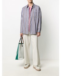 Мужская разноцветная рубашка с длинным рукавом в вертикальную полоску от Marni