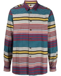 Мужская разноцветная рубашка с длинным рукавом в горизонтальную полоску от Paul Smith