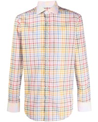 Мужская разноцветная рубашка с длинным рукавом в мелкую клетку от Etro