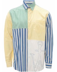 Мужская разноцветная рубашка с длинным рукавом в стиле пэчворк от JW Anderson