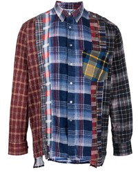 Мужская разноцветная рубашка с длинным рукавом в стиле пэчворк от Needles