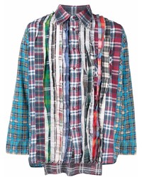 Мужская разноцветная рубашка с длинным рукавом в стиле пэчворк от Needles