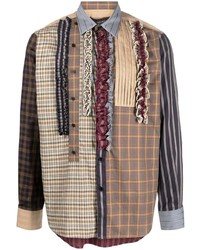 Мужская разноцветная рубашка с длинным рукавом в стиле пэчворк от Viktor & Rolf