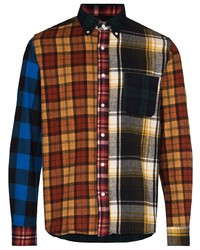 Мужская разноцветная рубашка с длинным рукавом в шотландскую клетку от Beams Plus