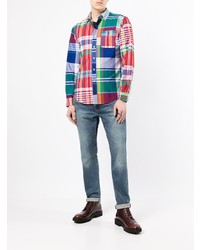 Мужская разноцветная рубашка с длинным рукавом в шотландскую клетку от Polo Ralph Lauren