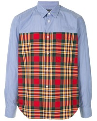 Мужская разноцветная рубашка с длинным рукавом в шотландскую клетку от Comme Des Garcons Homme Plus