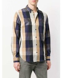 Мужская разноцветная рубашка с длинным рукавом в шотландскую клетку от Golden Goose Deluxe Brand
