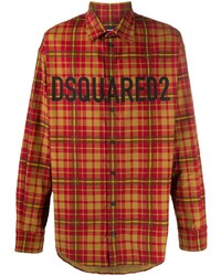 Мужская разноцветная рубашка с длинным рукавом в шотландскую клетку от DSQUARED2