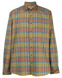Мужская разноцветная рубашка с длинным рукавом в шотландскую клетку от Etro