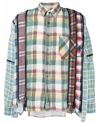 Мужская разноцветная рубашка с длинным рукавом в шотландскую клетку от Needles