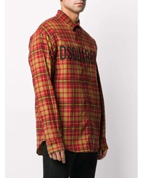 Мужская разноцветная рубашка с длинным рукавом в шотландскую клетку от DSQUARED2