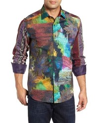 Разноцветная рубашка с длинным рукавом с вышивкой