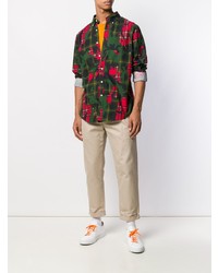 Мужская разноцветная рубашка с длинным рукавом с камуфляжным принтом от Polo Ralph Lauren