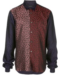 Мужская разноцветная рубашка с длинным рукавом с леопардовым принтом от Comme Des Garcons Homme Plus