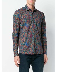 Мужская разноцветная рубашка с длинным рукавом с "огурцами" от Etro