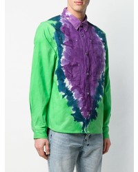 Мужская разноцветная рубашка с длинным рукавом с принтом тай-дай от Vyner Articles