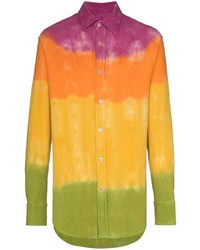 Мужская разноцветная рубашка с длинным рукавом с принтом тай-дай от The Elder Statesman