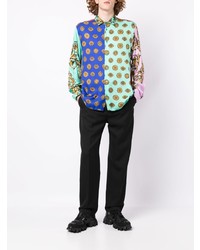 Мужская разноцветная рубашка с длинным рукавом с принтом от VERSACE JEANS COUTURE