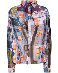 Мужская разноцветная рубашка с длинным рукавом с принтом от DUOltd