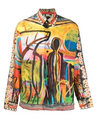 Мужская разноцветная рубашка с длинным рукавом с принтом от Givenchy