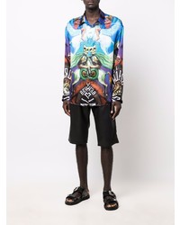 Мужская разноцветная рубашка с длинным рукавом с принтом от 424