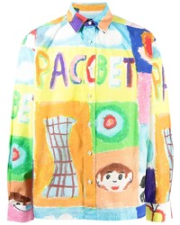 Мужская разноцветная рубашка с длинным рукавом с принтом от PACCBET