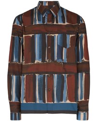 Мужская разноцветная рубашка с длинным рукавом с принтом от Prada