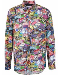 Мужская разноцветная рубашка с длинным рукавом с принтом от PS Paul Smith
