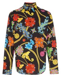 Мужская разноцветная рубашка с длинным рукавом с принтом от Versace