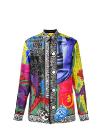 Мужская разноцветная рубашка с длинным рукавом с принтом от Versace