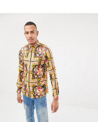 Мужская разноцветная рубашка с длинным рукавом с цветочным принтом от ASOS DESIGN