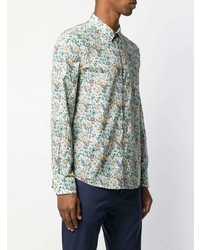 Мужская разноцветная рубашка с длинным рукавом с цветочным принтом от Paul Smith